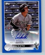 2022 Topps Pro Debut Autographs Blue #PD-63 Wes Kath RC Rookie AUTO /150