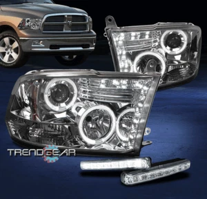 FOR 2009-2017 RAM PICKUP LED HALO SMOKE PROJECTOR HEAD LIGHTS+DRL SIGNAL LAMP - Picture 1 of 11