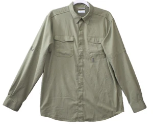 Columbia Shirt M Green Button Up Long Sleeve Vented Fishing Outdoors Omni-Shad - Picture 1 of 8