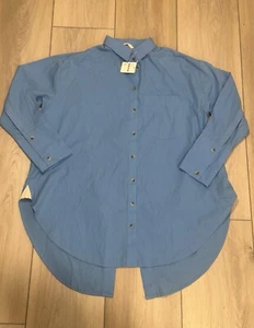 Neu mit Etikett Free People The Daily übergroßes Popeline-Hemd zum Binden Oxford blau Damen XS - Bild 1 von 8