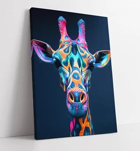 MULTI COLOUR GIRAFFEE ABSTRACT CONTEMPORARY CANVAS WALL ARTWORK PICTURE PRINT - Picture 1 of 2