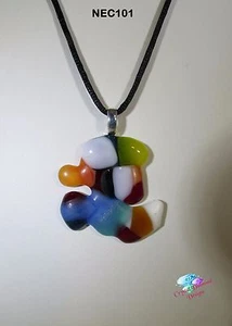 Wispy Multi Colored Handmade Stained Glass Mosaic Necklace NEC101 - Picture 1 of 4