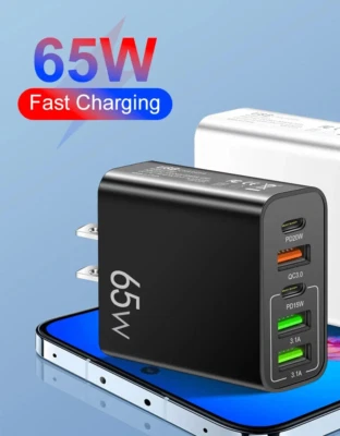 Quick Charge 3.0 20W PD 3.1A USB Type C Charger 5 Port Phone Charger Adapter - Image 1 of 4