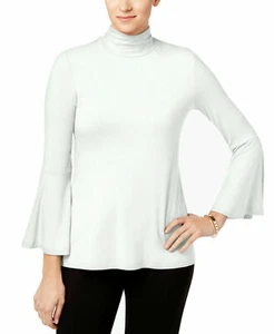 Alfani Damen weiß Glockenärmel gerafft angedeutetes Rollkragen Top Shirt UVP $ 39 A6610 - Bild 1 von 9