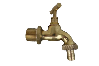 Nostalgie Wasserhahn Messing 3/4" 200g für Wandbrunnen Haus Garten Deko 11cm NEU - Bild 1 von 3