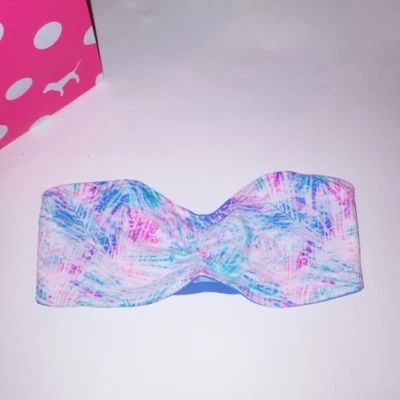 Victoria Secret PINK Bandeau Bra Small Strapless Blue White Pink New - Image 1 of 4