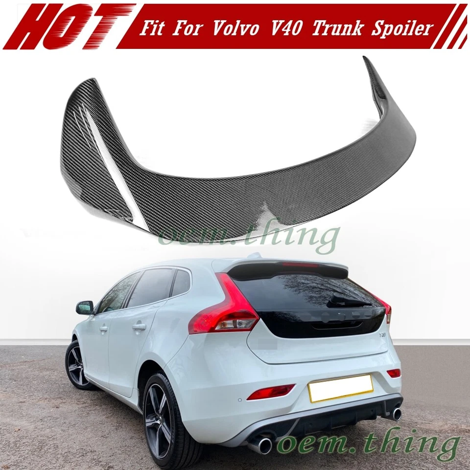 Carbon Fiber Fit For Volvo V40 Hatchback D Type Rear Roof Spoiler 2019 - Imagem 1 de 4