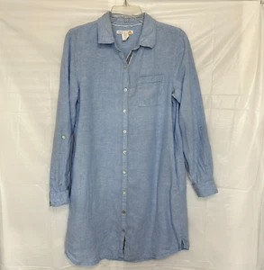 C & C California Blue Chambray Shirtdress Long sleeve Button Front Casual Size M - Picture 1 of 6