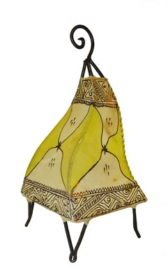  Moroccan Floor Lamp Henna Goat Skin Handmade Decorative Decor SM Beige Yellow - Image 1 of 4