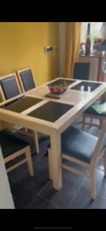 Solid Wood Dining Table With 6 Chairs - Image 1 of 1