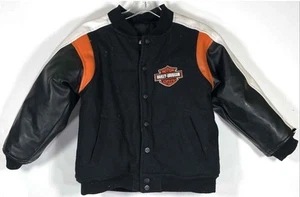 Harley Davidson Jacket Childs Reversible Wool Blend Varsity Boys Size 7 Coat - Picture 1 of 5