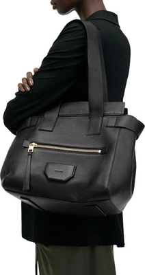 AllSaints Perez Leather Shoulder Tote Black Women’s New $499 - Image 1 of 4