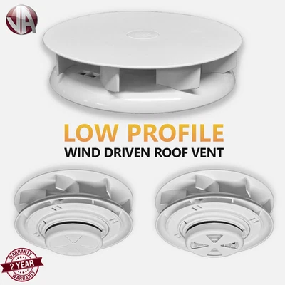 Wind Driven WHITE Roof Vent Low Profile Rotary Van Dog Pet Horse 4x4 Air Pickup - Image 1 of 4