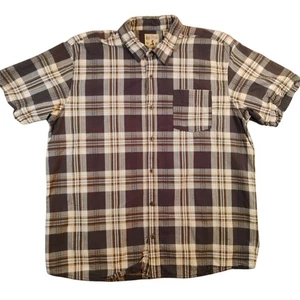 Red Head Shirt Mens 2XL Brown Gray Plaid Short Sleeve Button Front Pocket Cotton - Picture 1 of 10