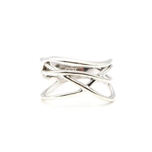 Vintage Sterling Silver Intertwined Bands Ring Size 7 - Picture 1 of 5