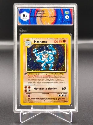 🍀Pokémon GRAAD 6.5 Machamp 8/102 PRIMA EDIZIONE 1ed swirl ITA Base bgs psa🍀 - Immagine 1 di 4