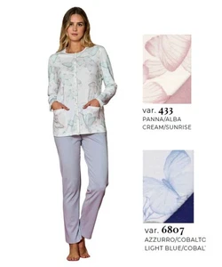 Pigiama donna aperto in jersey di cotone caldo Linclalor 92241 - Picture 1 of 1