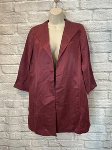 Chaqueta larga para mujer Eileen Fisher rosa malva lino seda frente abierto talla S - Imagen 1 de 8