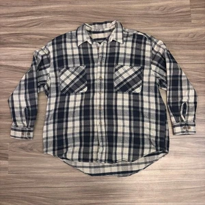 Camisa Y2K/De colección Azul Marino Beige Franela a Cuadros Abotonada Años 90 Grunge Ropa de Trabajo XL - Imagen 1 de 9