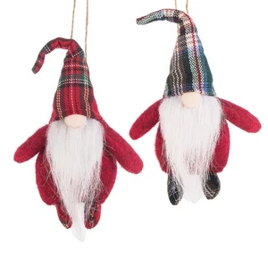 Gnomes Dressed in Red Christmas Holiday Ornaments Set of 2 - Picture 1 of 1
