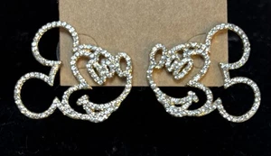Mickey Mouse Outline Rhinestone 1" Earrings Disney New - Picture 1 of 5