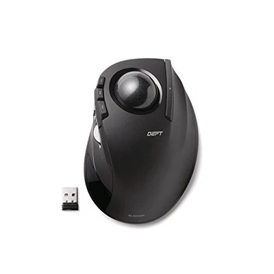 ELECOM Trackball Mouse Index Finger 8 Buttons Tilt Function Wireless Black - Image 1 of 4