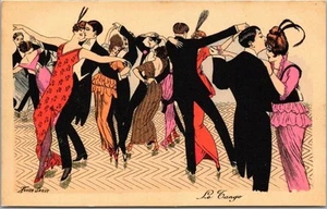 Postal firmada por artista francés XAVIER SAGER "Le Tango" repro / impresión moderna - Imagen 1 de 2