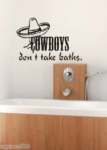 COWBOY KIDS BOY BATHROOM TOILET ART WALL QUOTE VINYL STICKER DECAL STENCIL MURAL - Picture 1 of 4