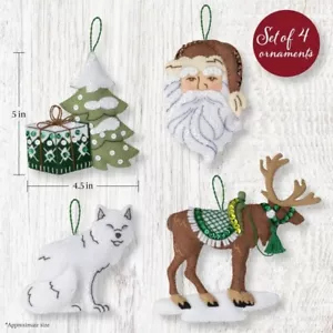 Bucilla Felt Applique Christmas Ornament Kit NORDIC NOEL Makes 4 - Picture 1 of 3