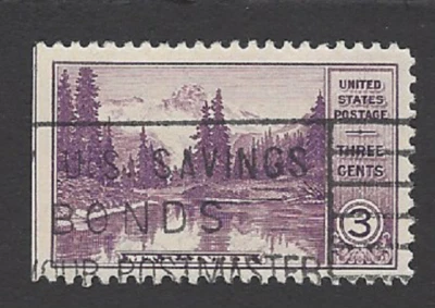 Sc#742 3c Mt. Rainier Nat'l Park - " BUY SAVINGS BONDS " Slogan Cancel - (B-4) - Image 1 of 2