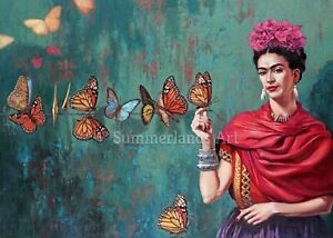Frida Kahlo Butterflies Giclee Fine Art Print Paper Or Canvas Large Various Size