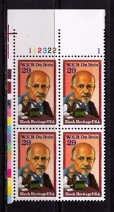 US USA Sc# 2617 MNH FVF PLATE # BLOCK W.E.B. DuBois Civil Rights Black Heritage - Picture 1 of 1