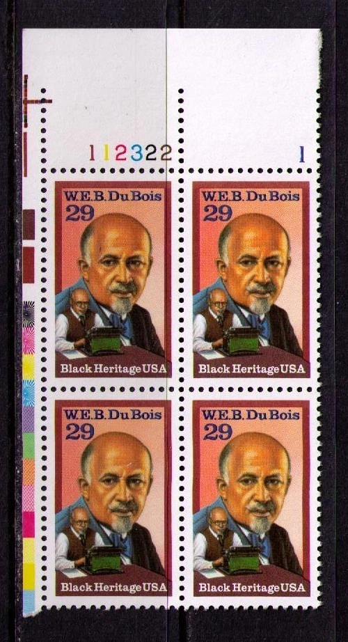 US USA Sc# 2617 MNH FVF PLATE # BLOCK W.E.B. DuBois Civil Rights Black Heritage - Image 1 of 1
