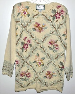 Colección Privada de Carolina Colores Suéter Vintage Crema Floral Talla Mediana - Imagen 1 de 3