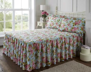 Hampton Floral Quilted Fitted Bedspread Set - Traditional Style with Valance - Picture 1 of 1