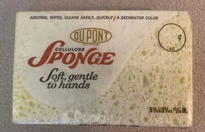 Nuevo de Lote Antiguo Sellado DuPont Celulosa Pura 5" x 3 "x 1" Esponja Amarilla Foto 1 de 4