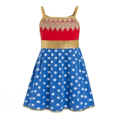 Nuevo Disfraz Vestido Conjunto Niña Niño 2-8 Años Maravilla Mujeres Super Héroe Foto 1 de 2