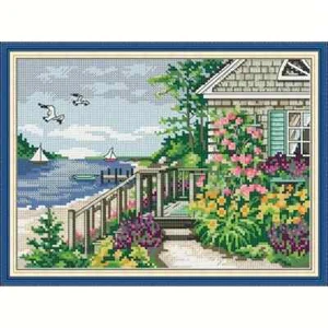 Waterfront Villas Cross Stitch Kit 11Ct 3 Strands 38 x 27 cm - Picture 1 of 4