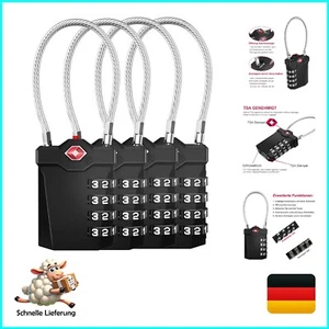 Praktisches TSA Zahlenschloss Set mit Alarmanzeige – Ideal für Reisen, 4 Stücke - Bild 1 von 9