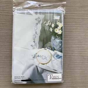 Tobin Embroidery Stamped Floral Pillowcases~NIP - Picture 1 of 3