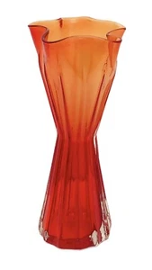 Hand Blown Amberina Handkerchief Flared Glass Vase 4.75” MCM Art Glass - Picture 1 of 4