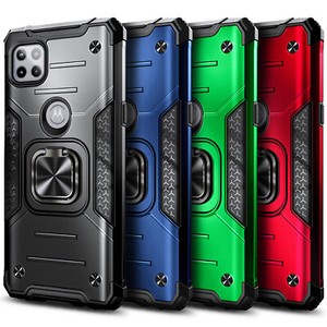 For Motorola One 5G Ace Case, Shockproof Ring Stand Case with Tempered Glass