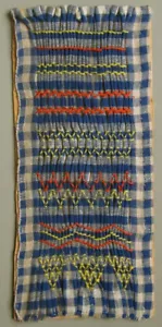 L@@K! VINTAGE BLUE CHECKERED DUTCH SMOCKING SAMPLER SCHOOLGIRL C.1930 - 1950 - Picture 1 of 4