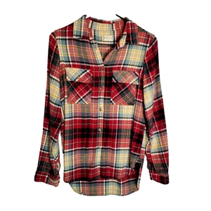 Altar'd State Top Women's Small Tartan Plaid Flannel Western Shirt Red Blue  - Picture 1 of 8