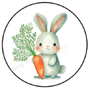 EASTER BUNNY WITH CARROT ENVELOPE SEALS LABELS STICKERS PARTY FAVORS - Picture 1 of 2