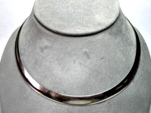 950 Silver Content - Reversible Choker Necklace 15" x 8 mm & wts. 25.59 grams - Picture 1 of 18