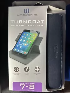 Lifeworks Turncoat 7-8" Folio Tablet Case 360° Swivel & Stylus Loop- Blue - Picture 1 of 2