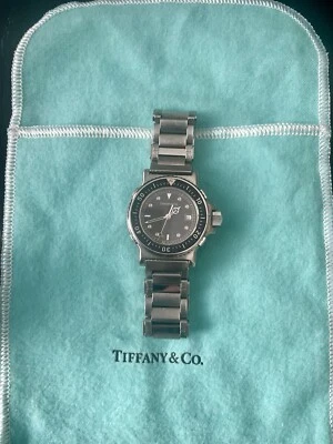 RARE TIFFANY& Co. Diver watch L0710 Date Black Dial Quartz Ladies Watch LO711 - Image 1 of 4