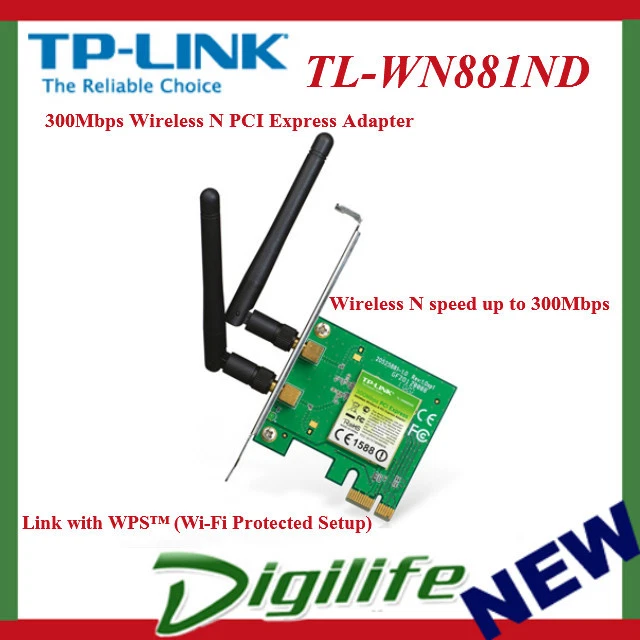 TP-Link TL-WN881ND 300Mbps Wireless N PCI-Express Network Card Antenna PCIE MIMO - image 1 of 1