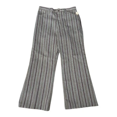 Pantalones de Colección Sears Años 70 80 Disco Hippie Mujer 34x27 Gris Con Rayas Pierna Acampanada Foto 1 de 4